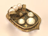 Art Deco Pearls Rhinestones Pin Brooch Vintage Jewelry