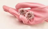 Pink Floral Clip on Earrings Retro Tin Vintage Jewelry