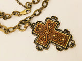 Robert Rose Cross Pendant Chain Necklace Figural Vintage Jewelry