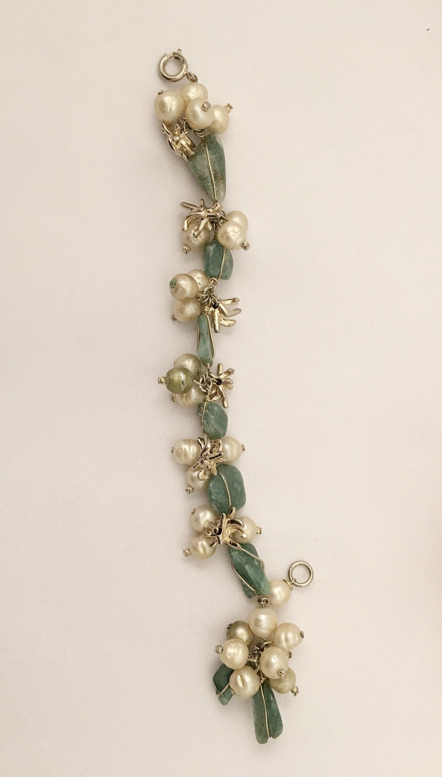 Marvella Vintage Jewelry Pearls Agate Beaded Cha Cha Bracelet