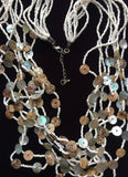 Nature Shell & Seed Beads Necklace Handcrafted Costume Jewelry