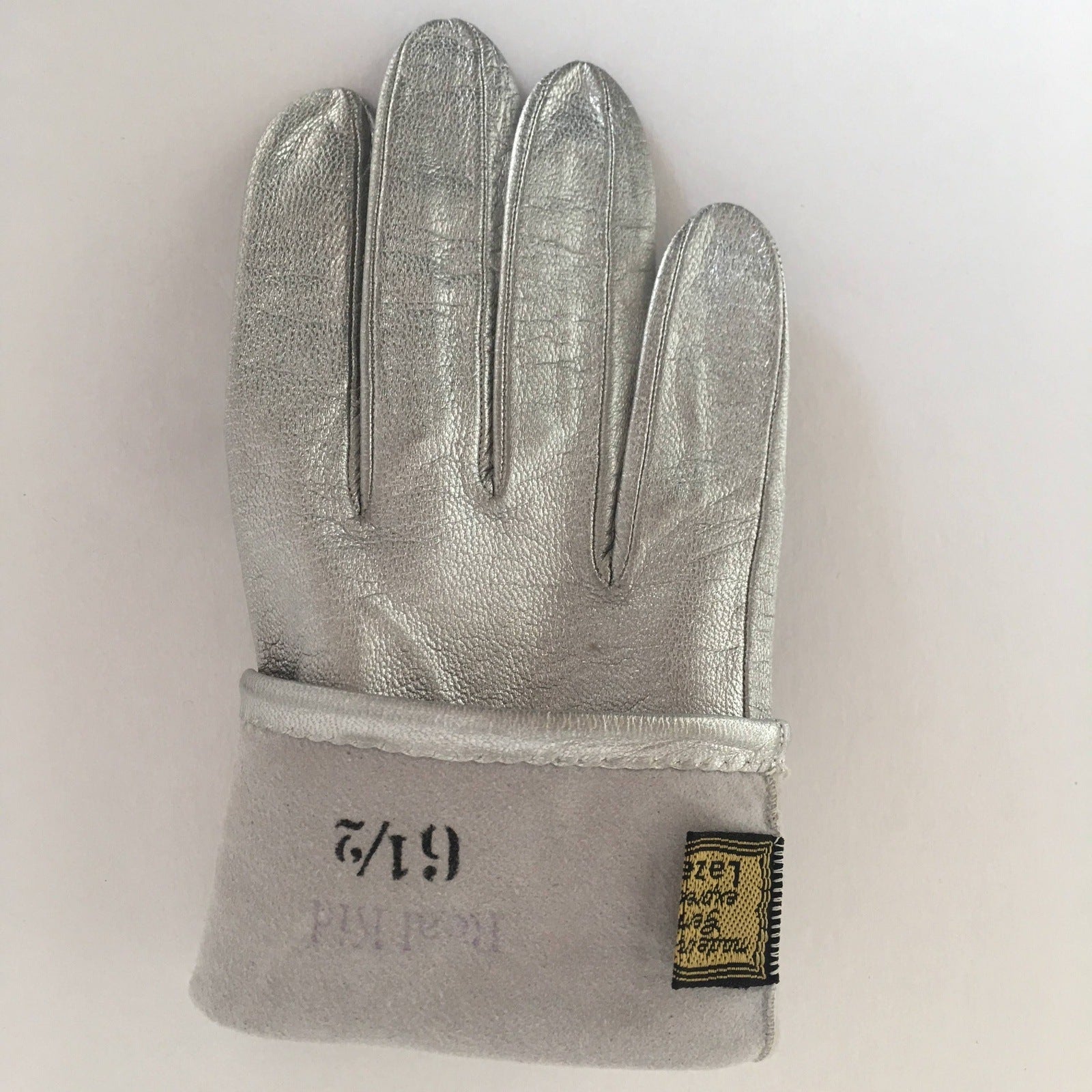 Lazarus Silver Leather Gloves Vintage Accessory