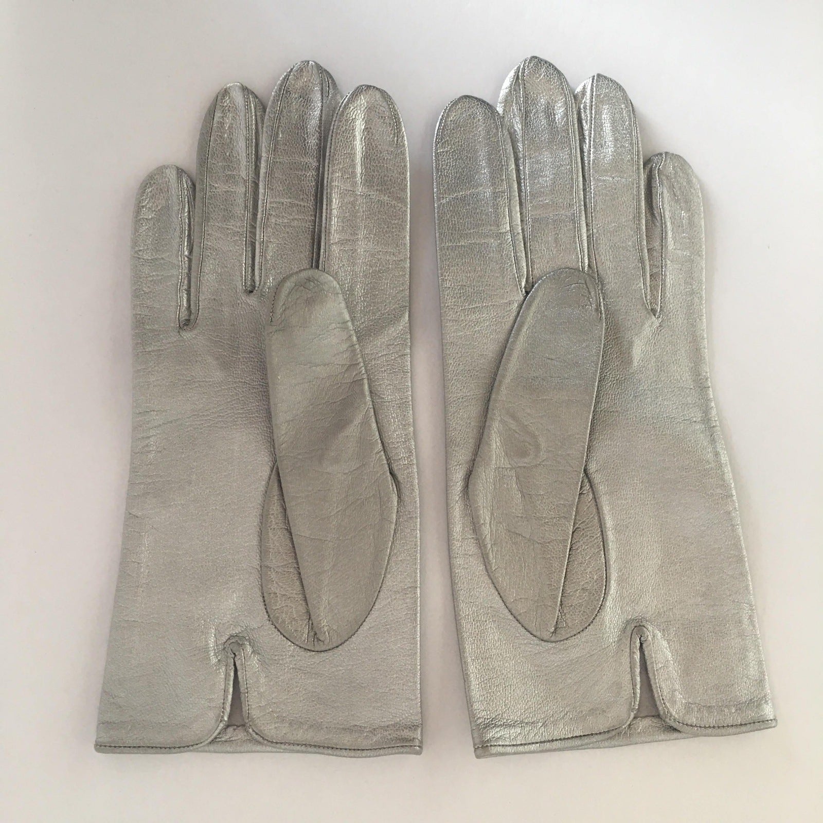 Lazarus Silver Leather Gloves Vintage Accessory