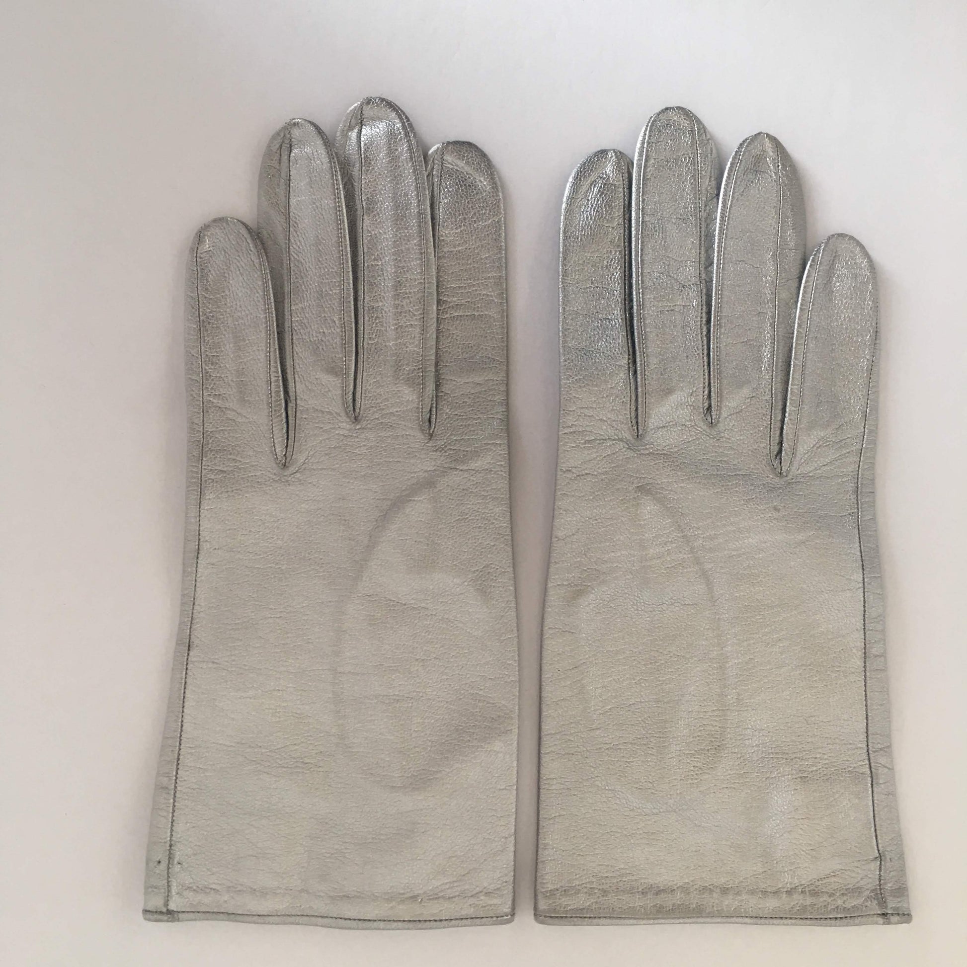 Lazarus Silver Leather Gloves Vintage Accessory