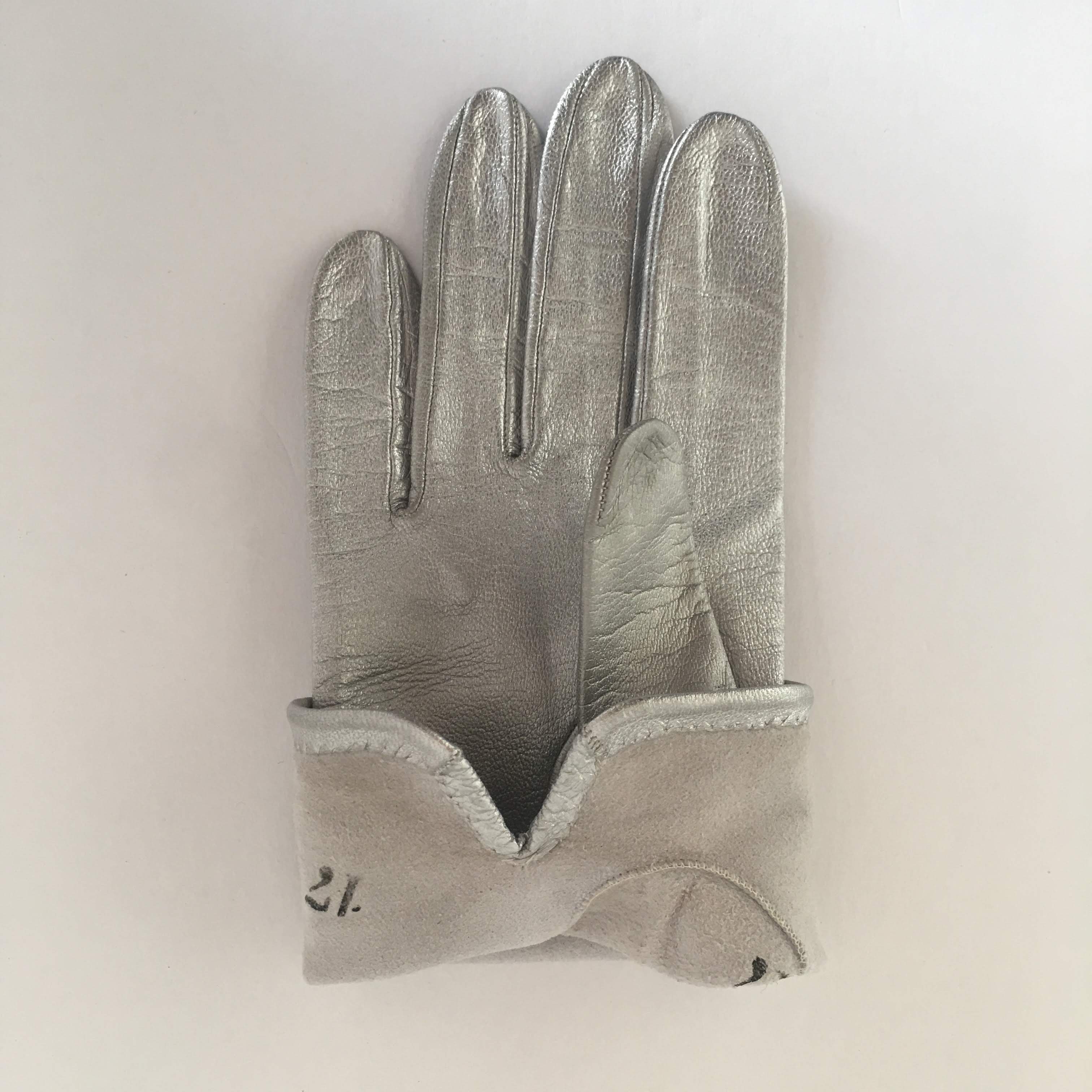 Lazarus Silver Leather Gloves Vintage Accessory