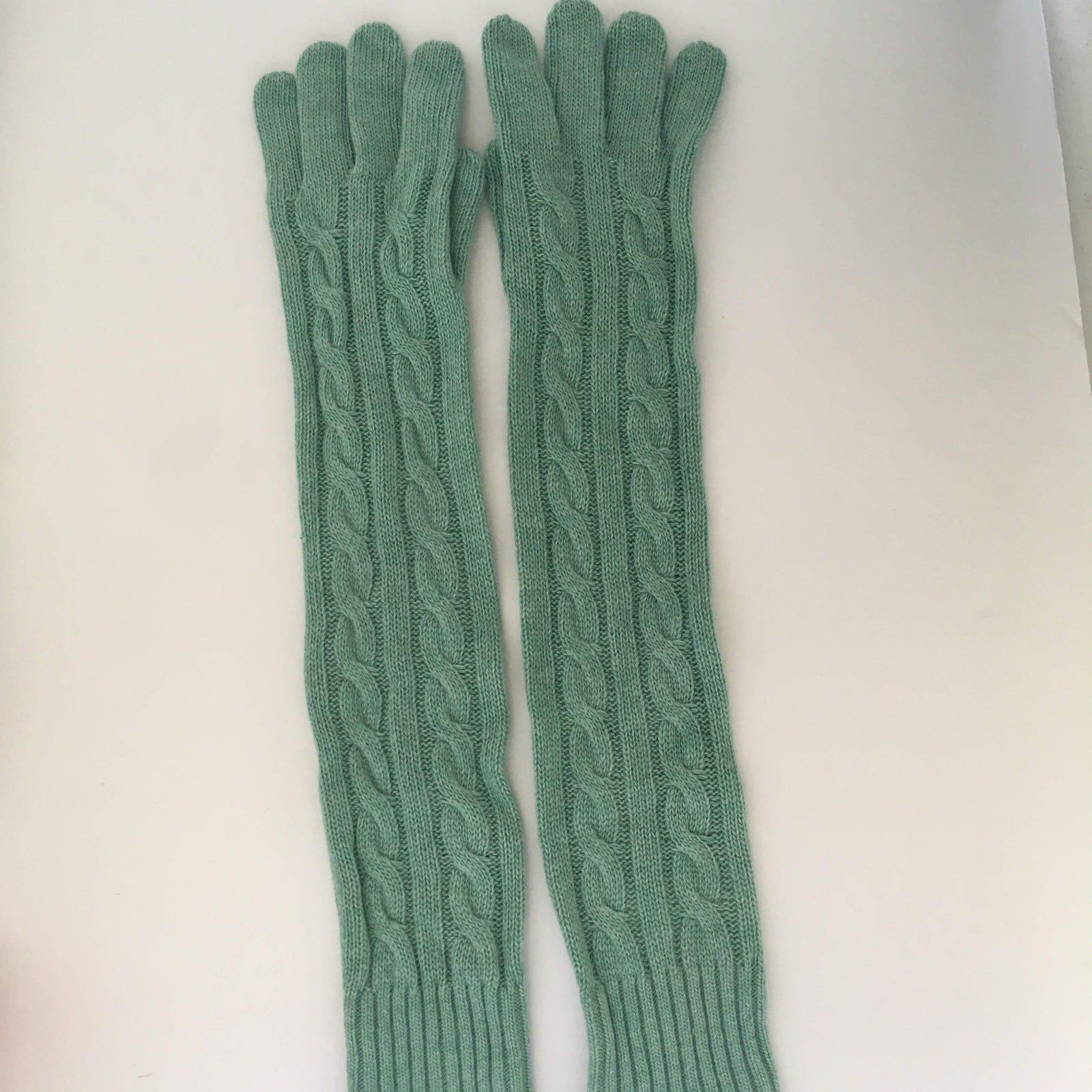 Mint Long Knit Gloves Vintage Accessory