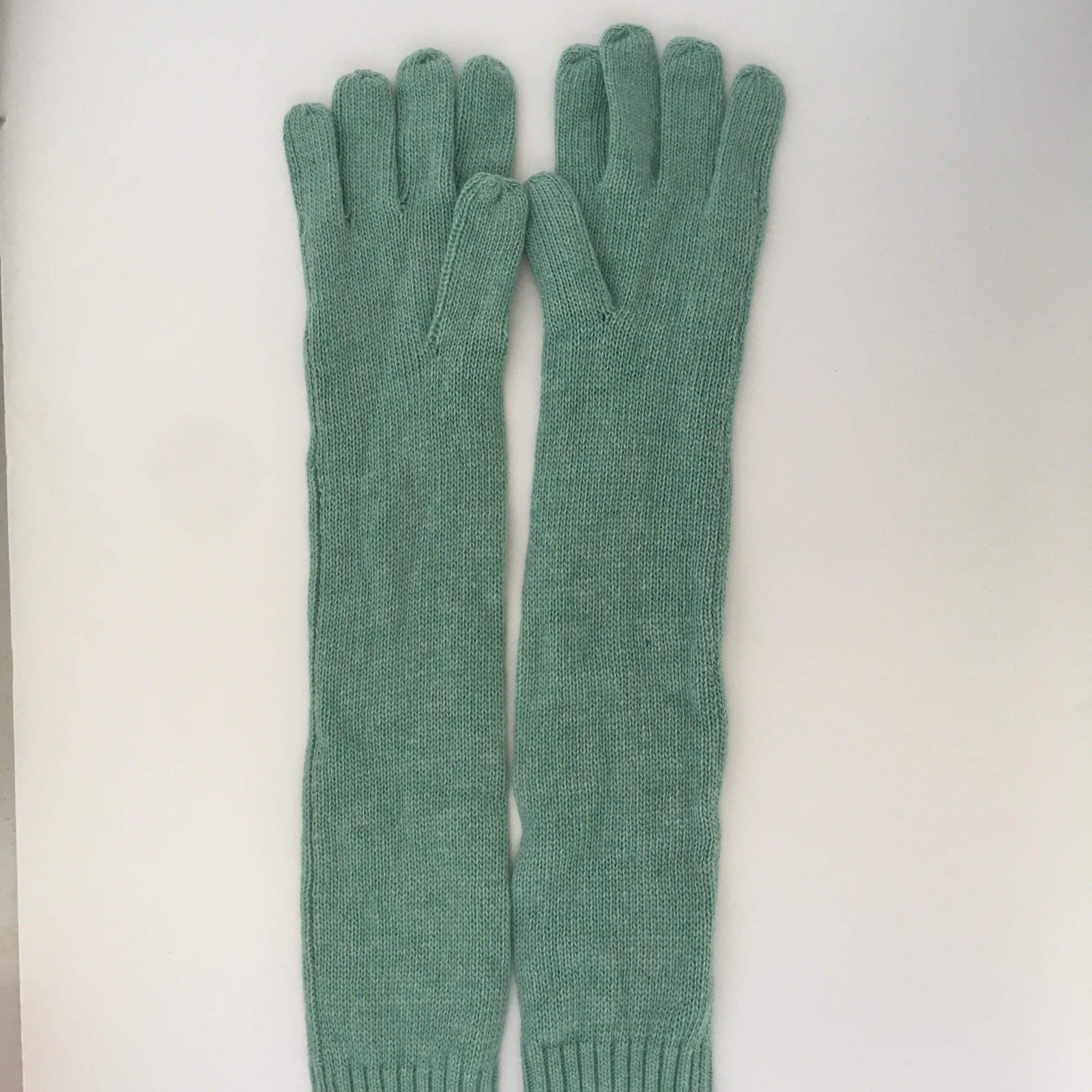 Mint Long Knit Gloves Vintage Accessory