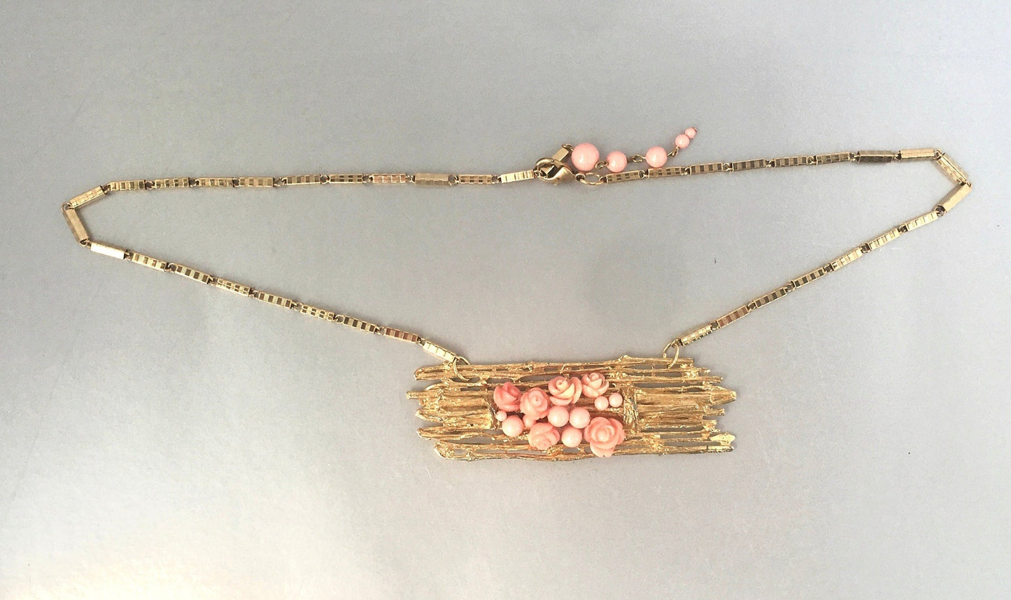 Sugar Gay Isber Swarovski Carved Coral Floral Necklace Contemporary Jewelry