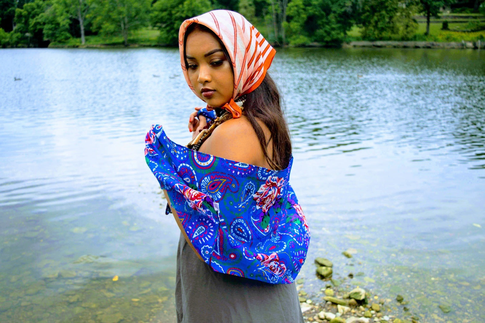 Echo Floral Colorful Wool Scarf Vintage Accessories made in Japan