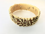 Carved Celluloid Floral Bangle Bracelet Vintage Plastic Jewelry