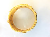 Carved Celluloid Floral Bangle Bracelet Vintage Plastic Jewelry