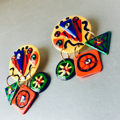 Mami Abstract Colorful Handmade Earrings Vintage Jewelry