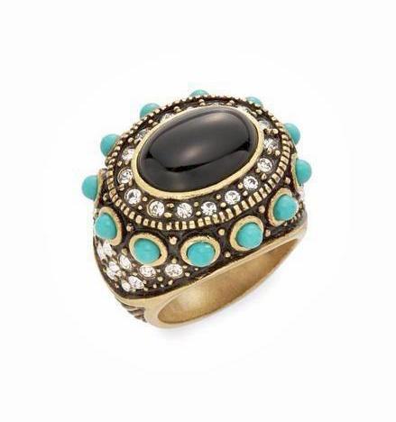 Heidi Daus Jewelry Swarovski Crystal Turquoise Onyx Ring