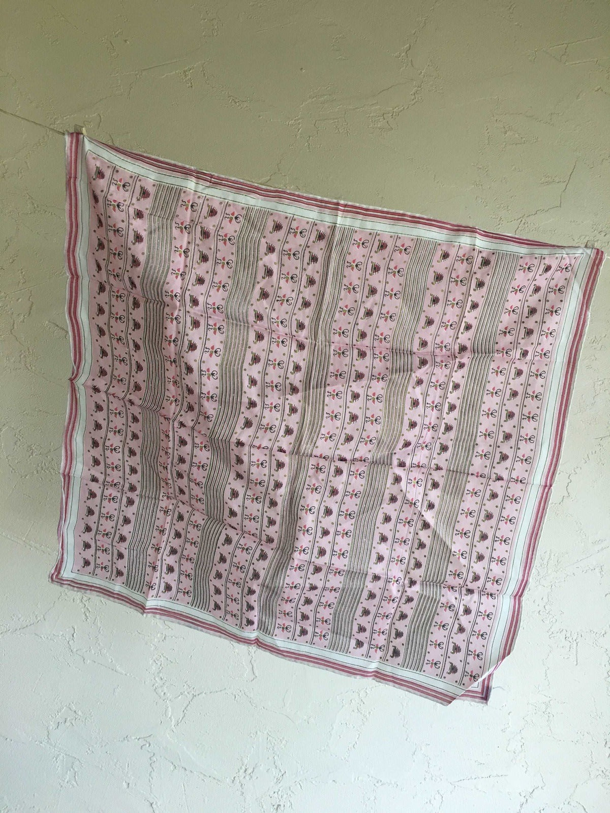 Beehive Themed Pink Silk Scarf - A Vintage Tribute to the Industrious Bee