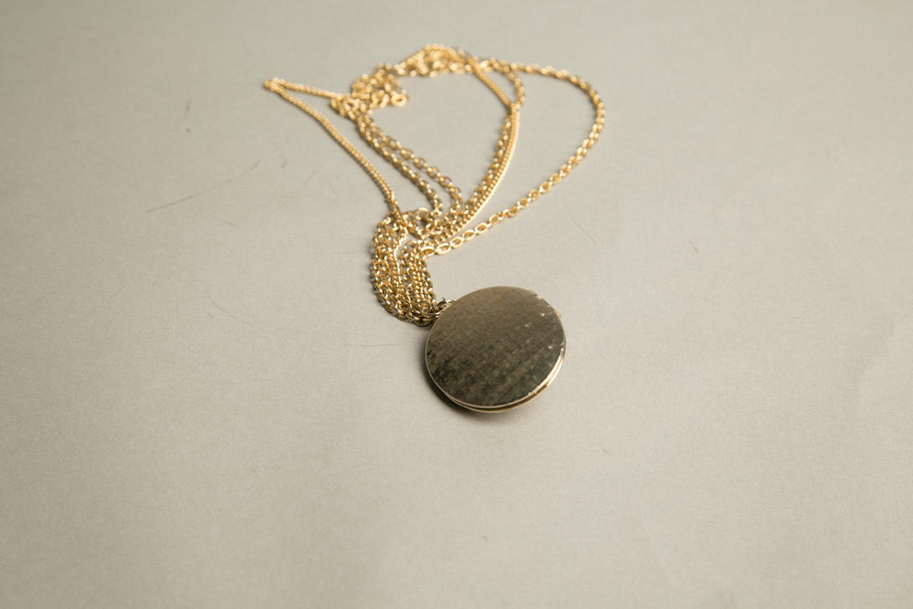 Jade Green Locket Golden Chain Necklace Vintage Jewelry