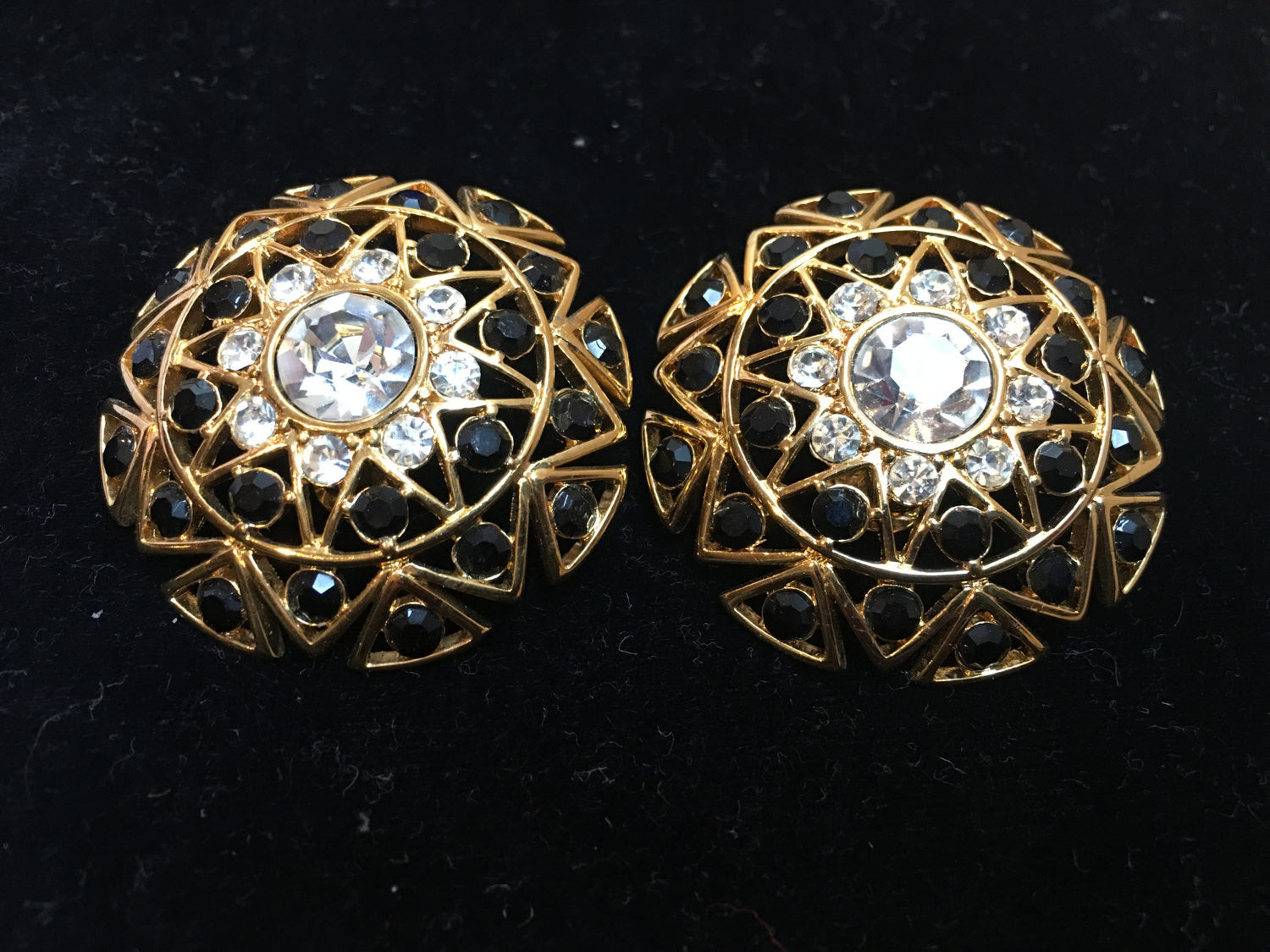Monet Rhinestones Clip-On Earrings - Bold Vintage Jewelry Statement from the 1980s