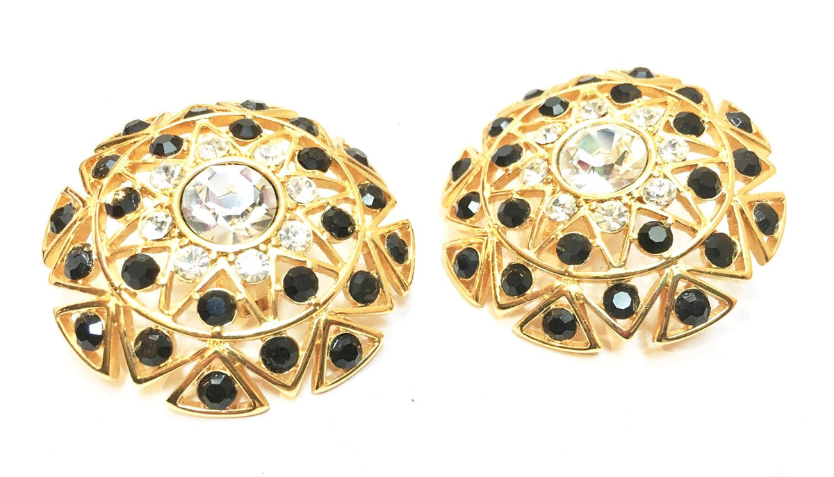 Monet Rhinestones Clip-On Earrings - Bold Vintage Jewelry Statement from the 1980s