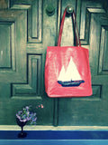 Liz Claiborne Red Tote Bag Nautical Handbag Vintage Accessories