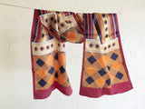 Retro Pattern Orange Burgundy Navy Scarf Vintage Accessories