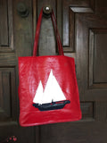 Liz Claiborne Red Tote Bag Nautical Handbag Vintage Accessories