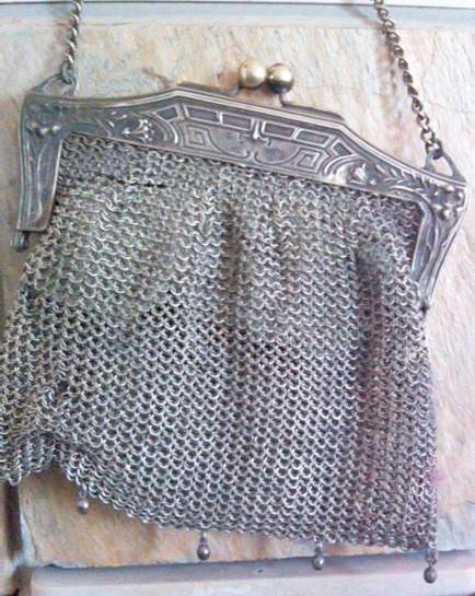 Vintage German Silver Metal Mesh Chain Mail Mini Bag