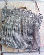 Vintage German Silver Metal Mesh Chain Mail Mini Bag