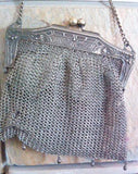 Vintage German Silver Metal Mesh Chain Mail Mini Bag