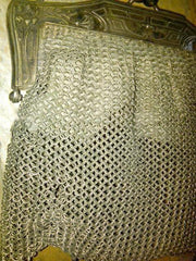 Vintage German Silver Metal Mesh Chain Mail Mini Bag