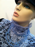 Blue Lace Feminine Scarf Vintage Accessories