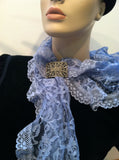 Blue Lace Feminine Scarf Vintage Accessories