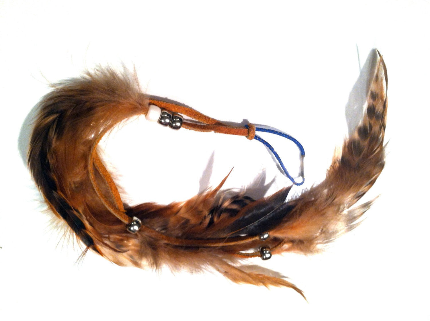 HAIR Extension Genuine Bird Feathers Orange Brown Handmade Hair piece Design Indian Native American Wild West Vintage talkingfashion