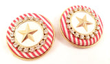 Nautical Clip on Earrings Stripes and Stars Vintage Jewelry