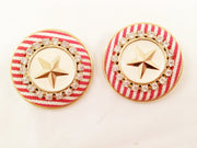 Nautical Clip on Earrings Stripes and Stars Vintage Jewelry