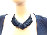 Black and White Bib Necklace Vintage Plastic Jewelry