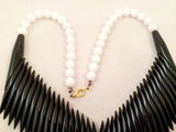 Black and White Bib Necklace Vintage Plastic Jewelry