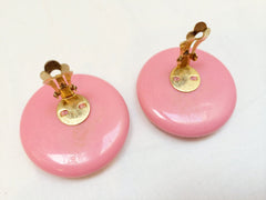 Pink Clip on Earrings Retro Vintage Jewelry
