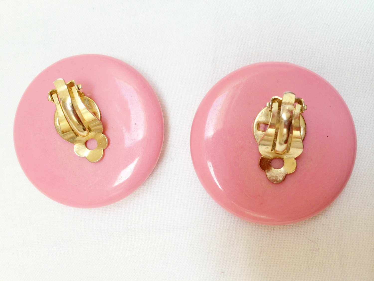 Pink Clip on Earrings Retro Vintage Jewelry