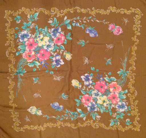 Hand-painted Floral Silk Scarf Vintage Accessories