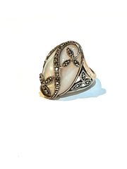 Vintage Marcasite Mother of Pearl Ring
