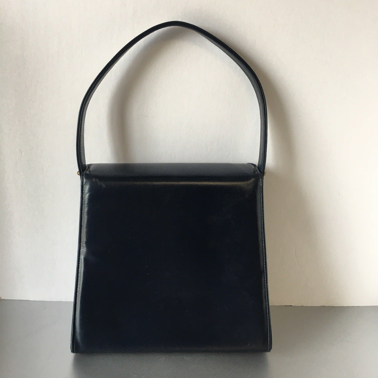 Navy Blue Handbag Carry On Purse Vintage Accessories