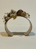 Sculptural Floral Design Pearls Cuff Bracelet