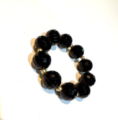 Black Crystal Beads Stretch Bracelet