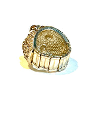 Sparkling Golden Rhinestones Cocktail Ring