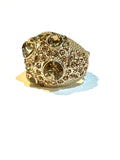 Sparkling Golden Rhinestones Cocktail Ring