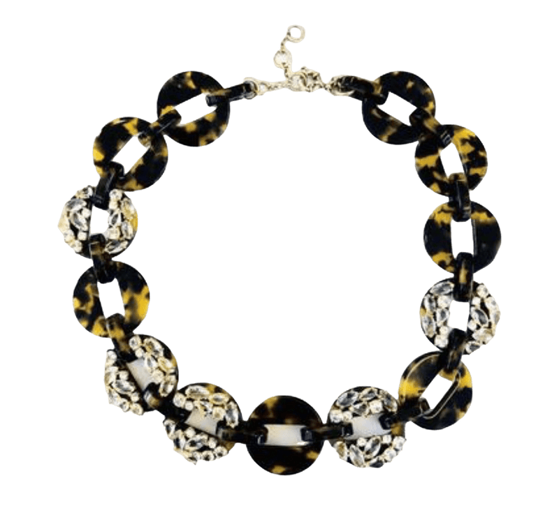 J.Crew Faux Tortoise with Rhinestone Link Necklace