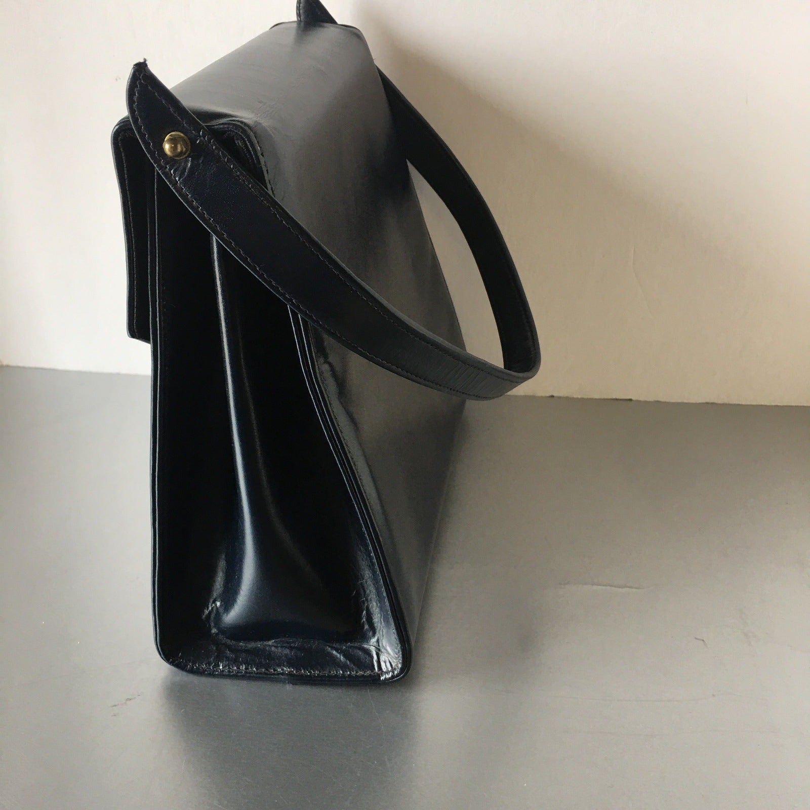Navy Blue Handbag Carry On Purse Vintage Accessories