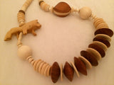 Ethnic Handmade Vintage Jewelry Wooden Beads Whimsical Animal Figural