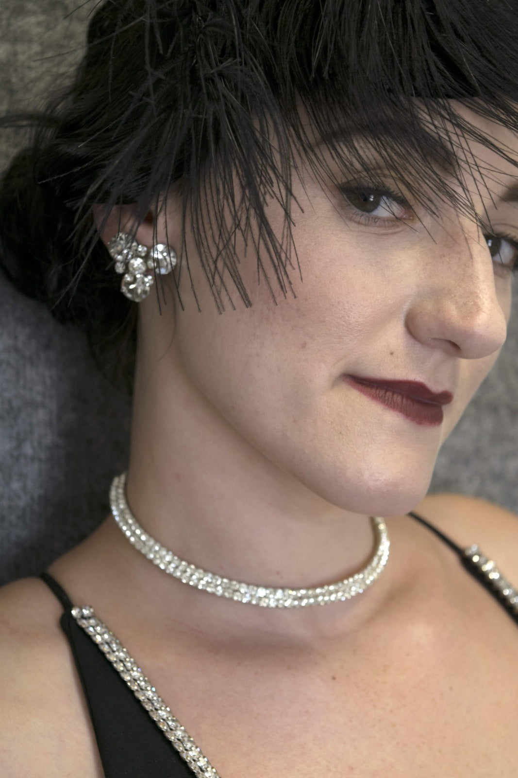 Sparkling Ice Diamond Rhinestones Choker Necklace Vintage Jewelry