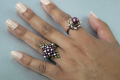 Bold Yet Dainty: Artistic Pearl Cocktail Ring with a Twist