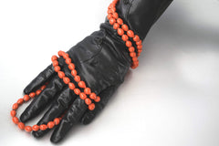 Orange Nature Seed Beads Long Necklace Handcrafted Jewelry